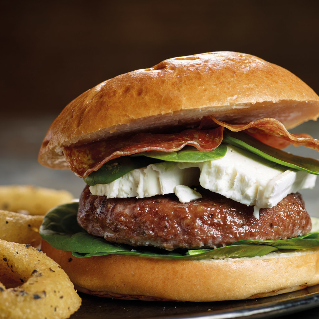 Beef and Goat's Cheese Burger with Crispy Salami Lactalis