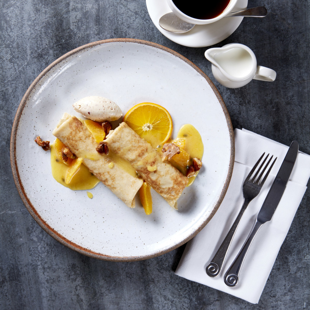 Orange & Passionfruit Crêpes Suzette - Lactalis Professional | Foodservice