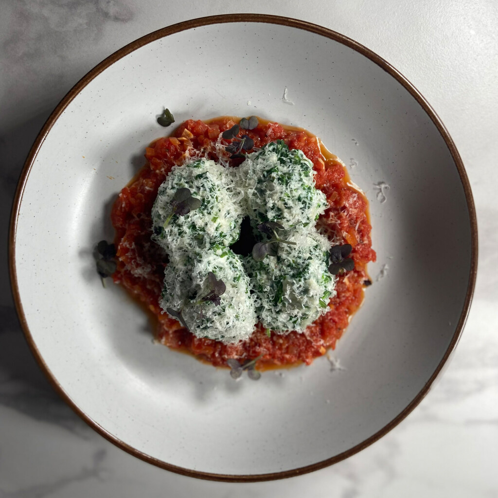 Spinach & Ricotta Malfatti, Tomato Sauce - Lactalis Professional | Foodservice